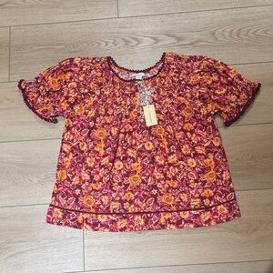 Sundance Floral Blouse in Purple and Orange